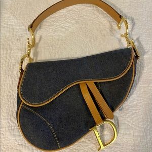 Vintage Christian Dior Jean Denim Saddle Bag
